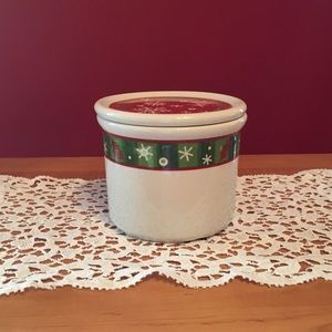 🎄Longaberger Snowflake Crock with lid/coaster